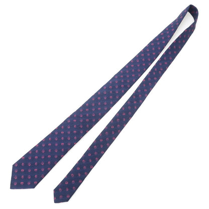 【中古】【未使用】エリコフォルミコラ ERRICO FORMICOLA リネンシルク 花小紋柄ネクタイ ネイビーxピンク【 状態ランクS 】【 メンズ 】