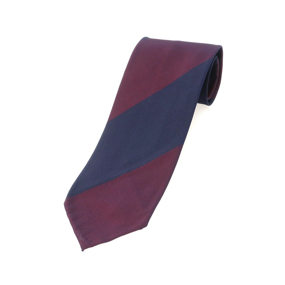 【中古】【未使用】サルヴァトーレピッコロ Salvatore Piccolo シルク ストライプ柄ネクタイ ネイビーxボルドー【 状態ランクS 】【 メンズ 】