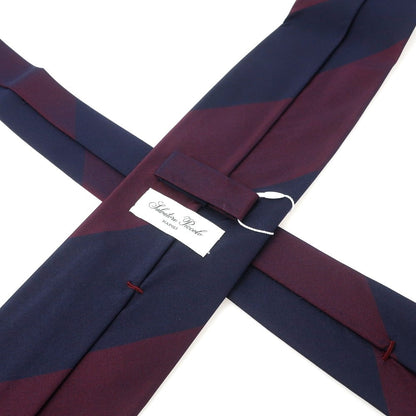 【中古】【未使用】サルヴァトーレピッコロ Salvatore Piccolo シルク ストライプ柄ネクタイ ネイビーxボルドー【 状態ランクS 】【 メンズ 】