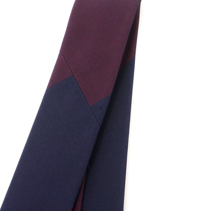 【中古】【未使用】サルヴァトーレピッコロ Salvatore Piccolo シルク ストライプ柄ネクタイ ネイビーxボルドー【 状態ランクS 】【 メンズ 】