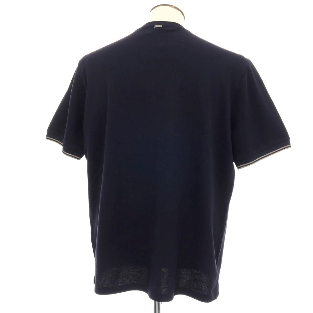 【新品】ヘルノ Herno コットン 鹿の子 クルーネック 半袖Ｔシャツ ダークネイビー【サイズ56】【 状態ランクN 】【 メンズ 】