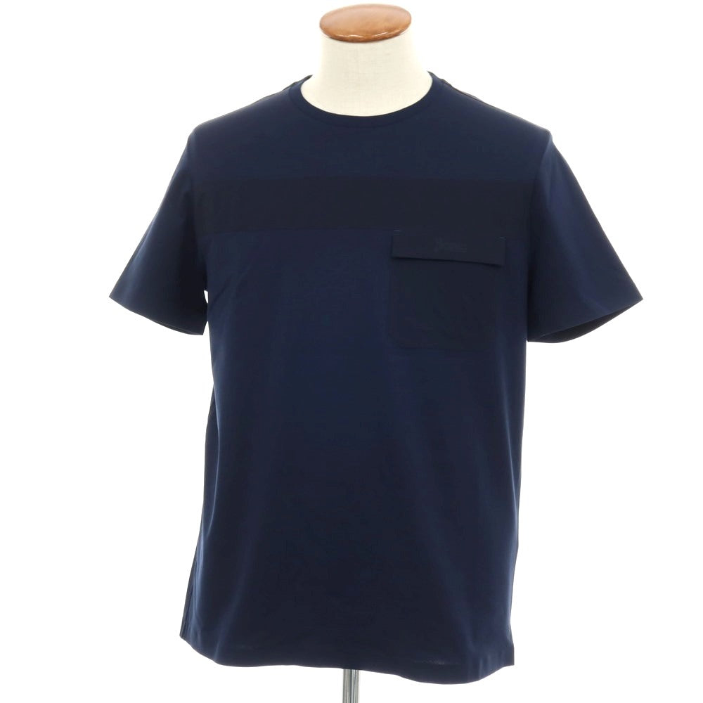 【新品】ヘルノ Herno コットンポリウレタン クルーネック 半袖ポケットTシャツ ネイビー【サイズ46】【 状態ランクN 】【 メンズ 】