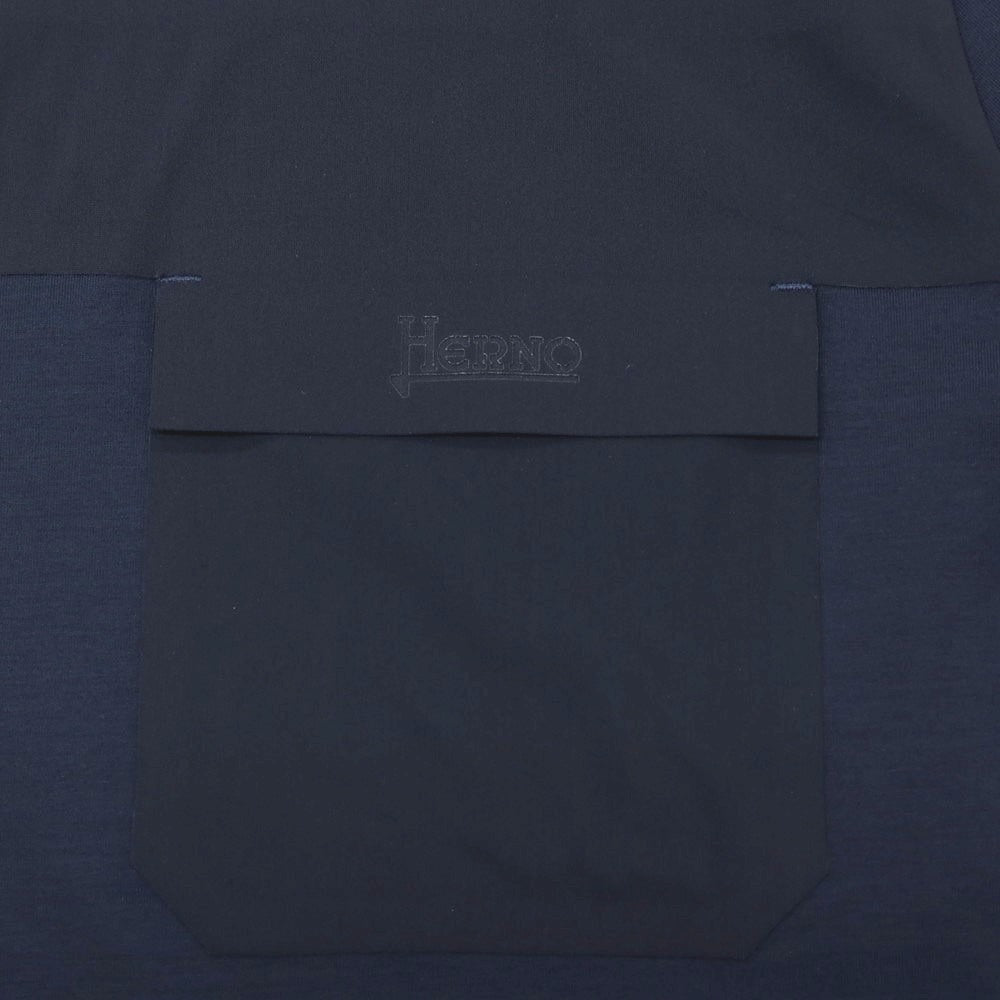 【SALE10%OFF/返品不可】【新品】ヘルノ Herno コットンポリウレタン クルーネック 半袖ポケットTシャツ ネイビー【 サイズ50 】【 状態ランクN 】【 メンズ 】