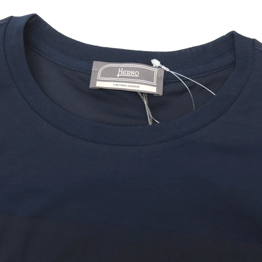 【新品】ヘルノ Herno コットンポリウレタン クルーネック 半袖ポケットTシャツ ネイビー【サイズ52】【 状態ランクN 】【 メンズ 】