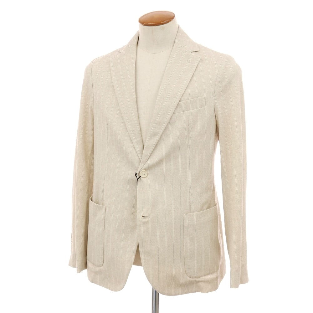 【新品】チルコロ1901 CIRCOLO 1901 コットン ジャージー ストライプ プリント 2B カジュアルジャケット ベージュ【サイズ48】【 状態ランクN 】【 メンズ 】