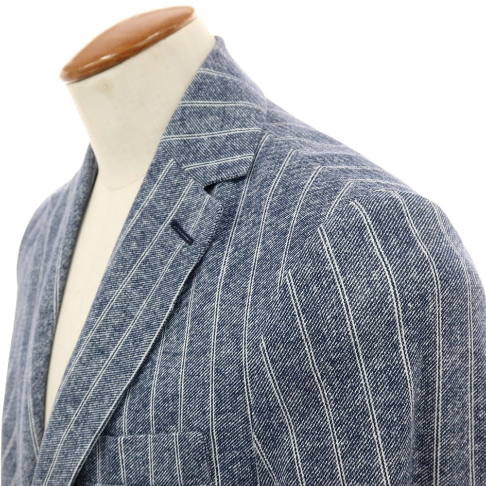 【新品】チルコロ1901 CIRCOLO 1901 コットン ジャージー ストライプ プリント 2B カジュアルジャケット ネイビー【サイズ48】【 状態ランクN 】【 メンズ 】