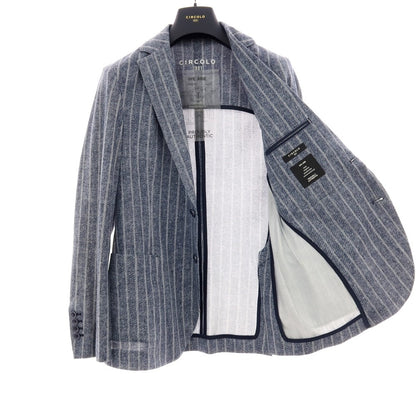 【新品】チルコロ1901 CIRCOLO 1901 コットン ジャージー ストライプ プリント 2B カジュアルジャケット ネイビー【サイズ48】【 状態ランクN 】【 メンズ 】