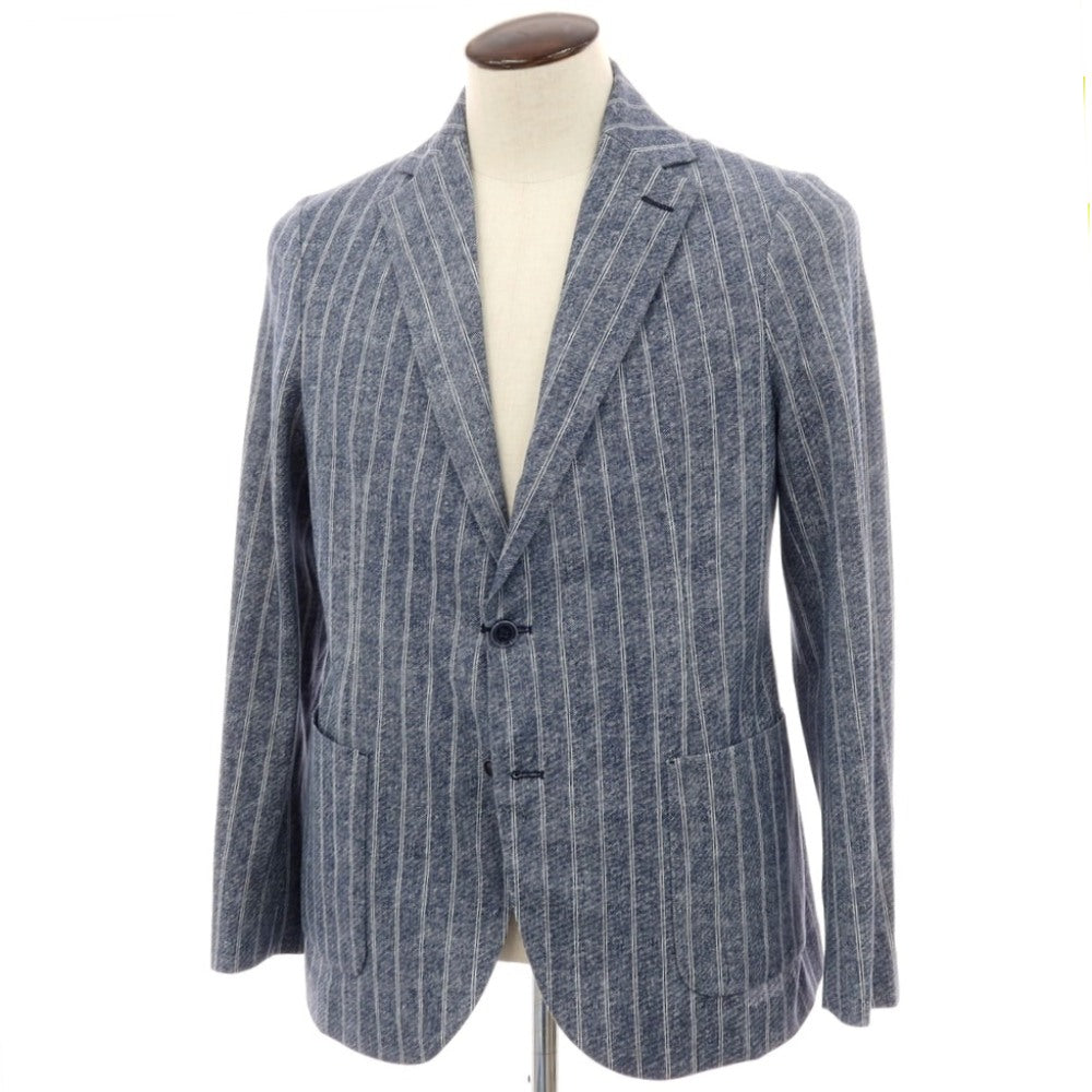 【新品】チルコロ1901 CIRCOLO 1901 コットン ジャージー ストライプ プリント 2B カジュアルジャケット ネイビー【サイズ50】【 状態ランクN 】【 メンズ 】