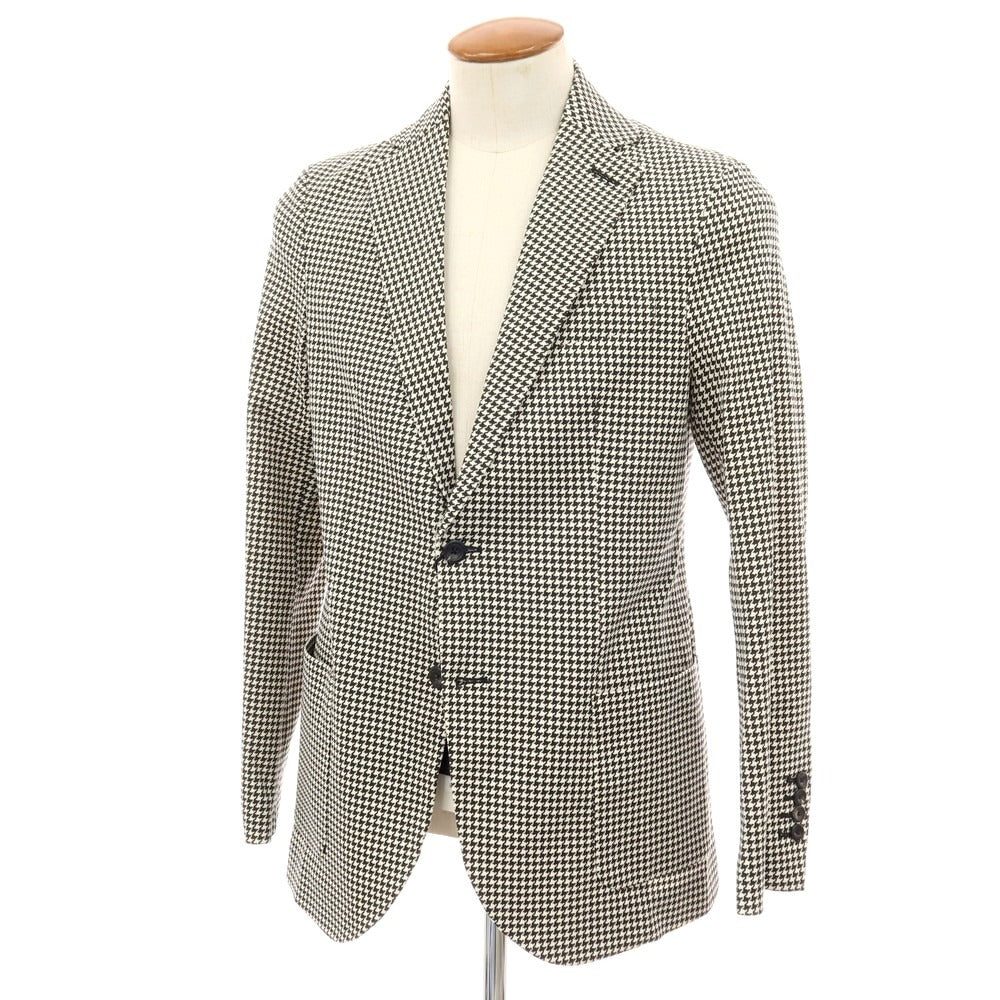 【新品】チルコロ1901 CIRCOLO 1901 コットン ジャージー ハウンドトゥース プリント 2B カジュアルジャケット ブラックxホワイト【サイズ48】【 状態ランクN 】【 メンズ 】