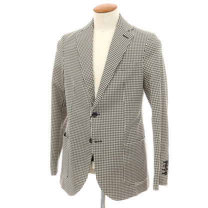 【新品】チルコロ1901 CIRCOLO 1901 コットン ジャージー ハウンドトゥース プリント 2B カジュアルジャケット ブラックxホワイト【サイズ48】【 状態ランクN 】【 メンズ 】