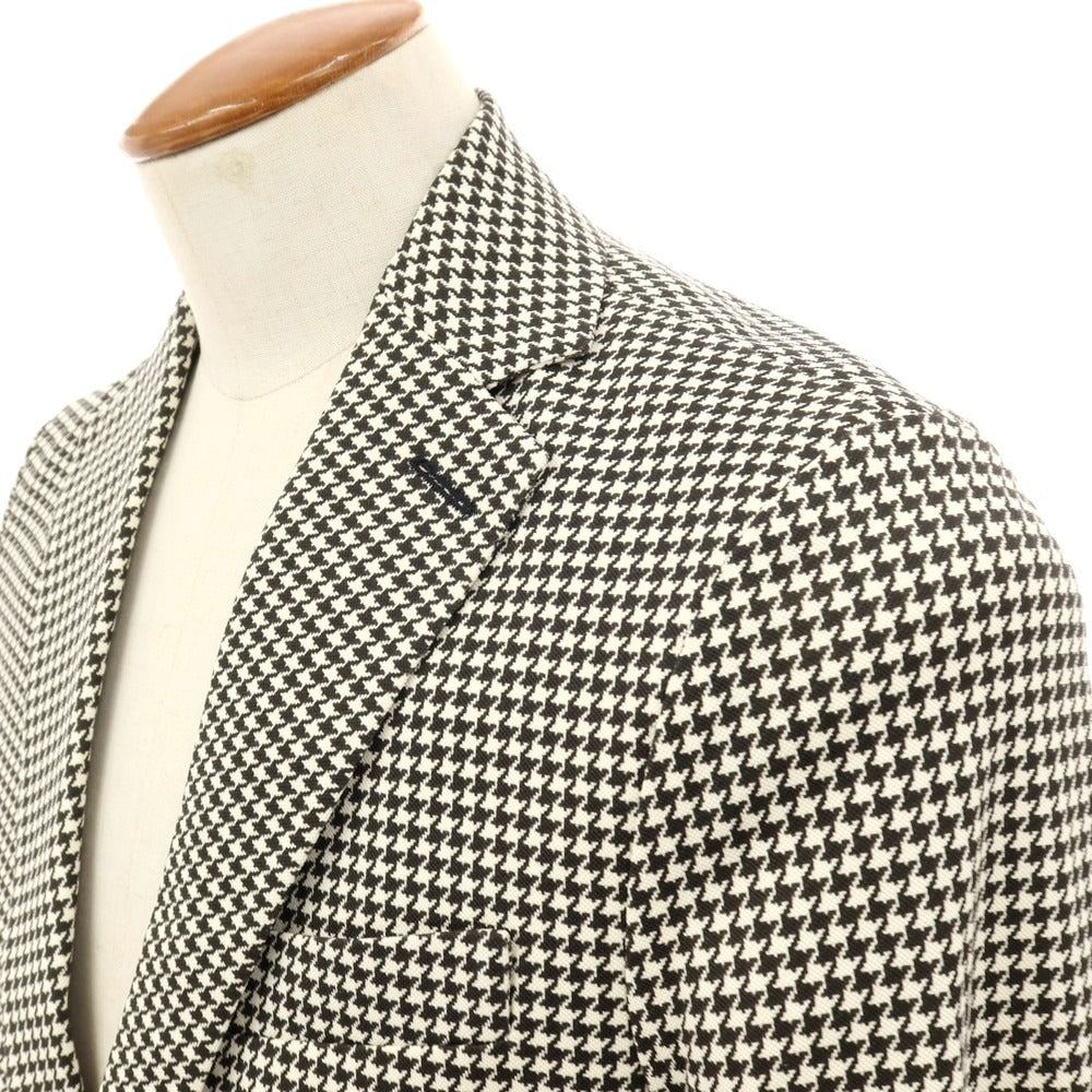 【新品】チルコロ1901 CIRCOLO 1901 コットン ジャージー ハウンドトゥース プリント 2B カジュアルジャケット ブラックxホワイト【サイズ48】【 状態ランクN 】【 メンズ 】