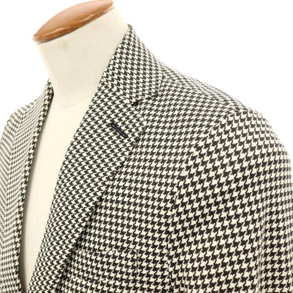 【新品】チルコロ1901 CIRCOLO 1901 コットン ジャージー ハウンドトゥース プリント 2B カジュアルジャケット ブラックxホワイト【サイズ48】【 状態ランクN 】【 メンズ 】