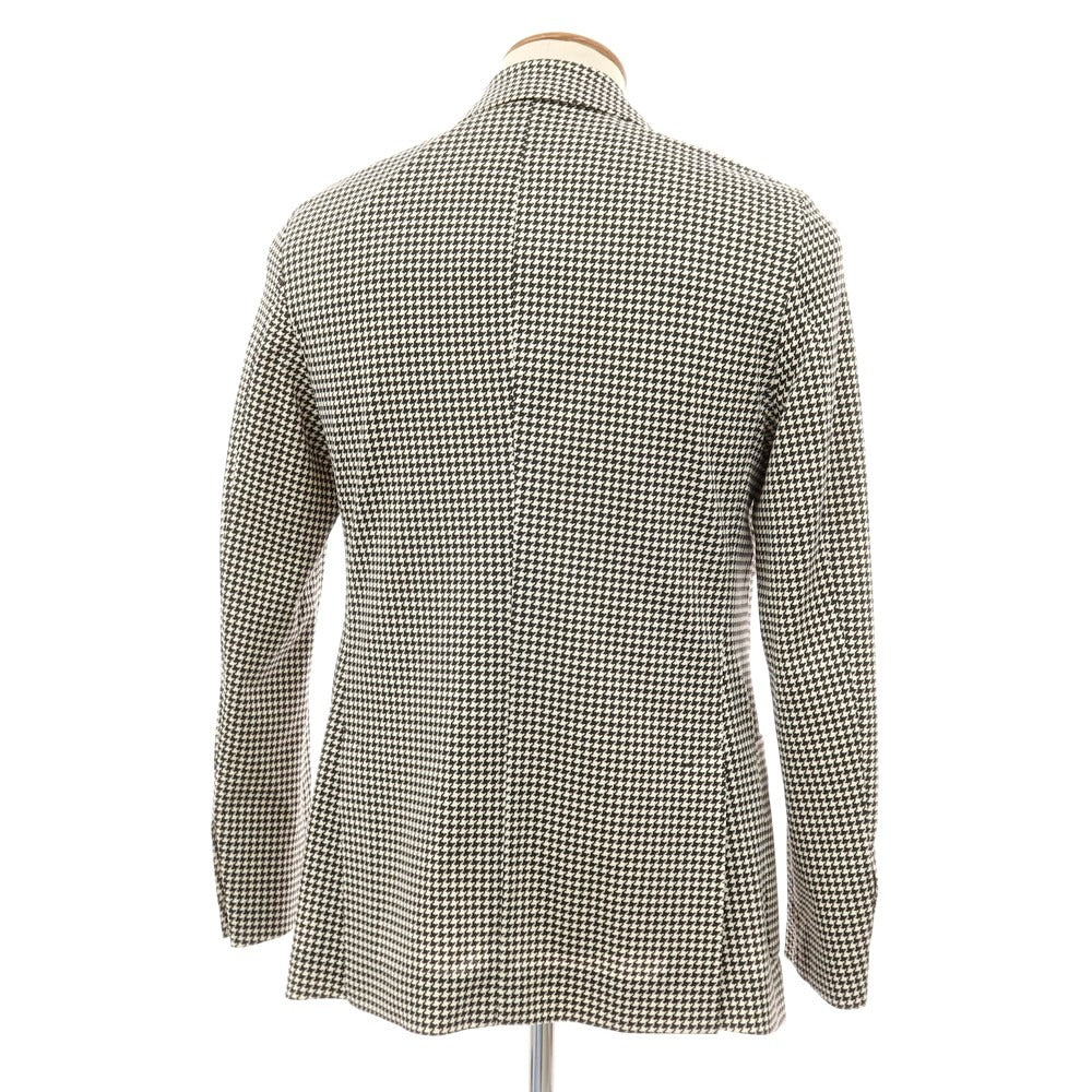 【新品】チルコロ1901 CIRCOLO 1901 コットン ジャージー ハウンドトゥース プリント 2B カジュアルジャケット ブラックxホワイト【サイズ48】【 状態ランクN 】【 メンズ 】