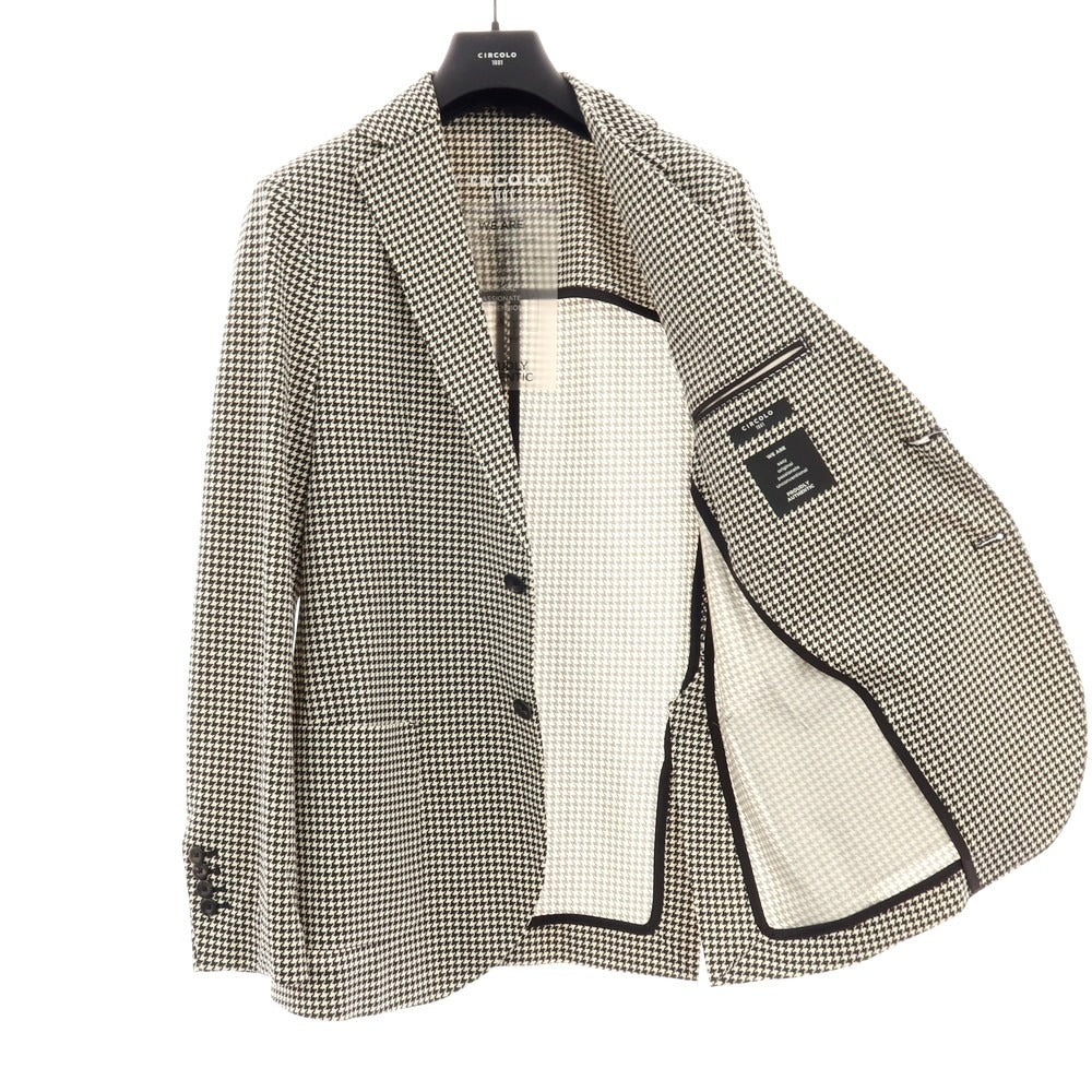 【新品】チルコロ1901 CIRCOLO 1901 コットン ジャージー ハウンドトゥース プリント 2B カジュアルジャケット ブラックxホワイト【サイズ48】【 状態ランクN 】【 メンズ 】
