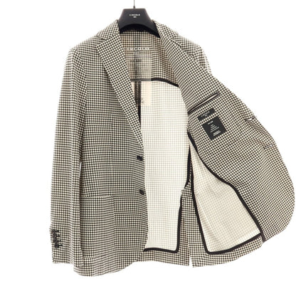 【新品】チルコロ1901 CIRCOLO 1901 コットン ジャージー ハウンドトゥース プリント 2B カジュアルジャケット ブラックxホワイト【サイズ48】【 状態ランクN 】【 メンズ 】