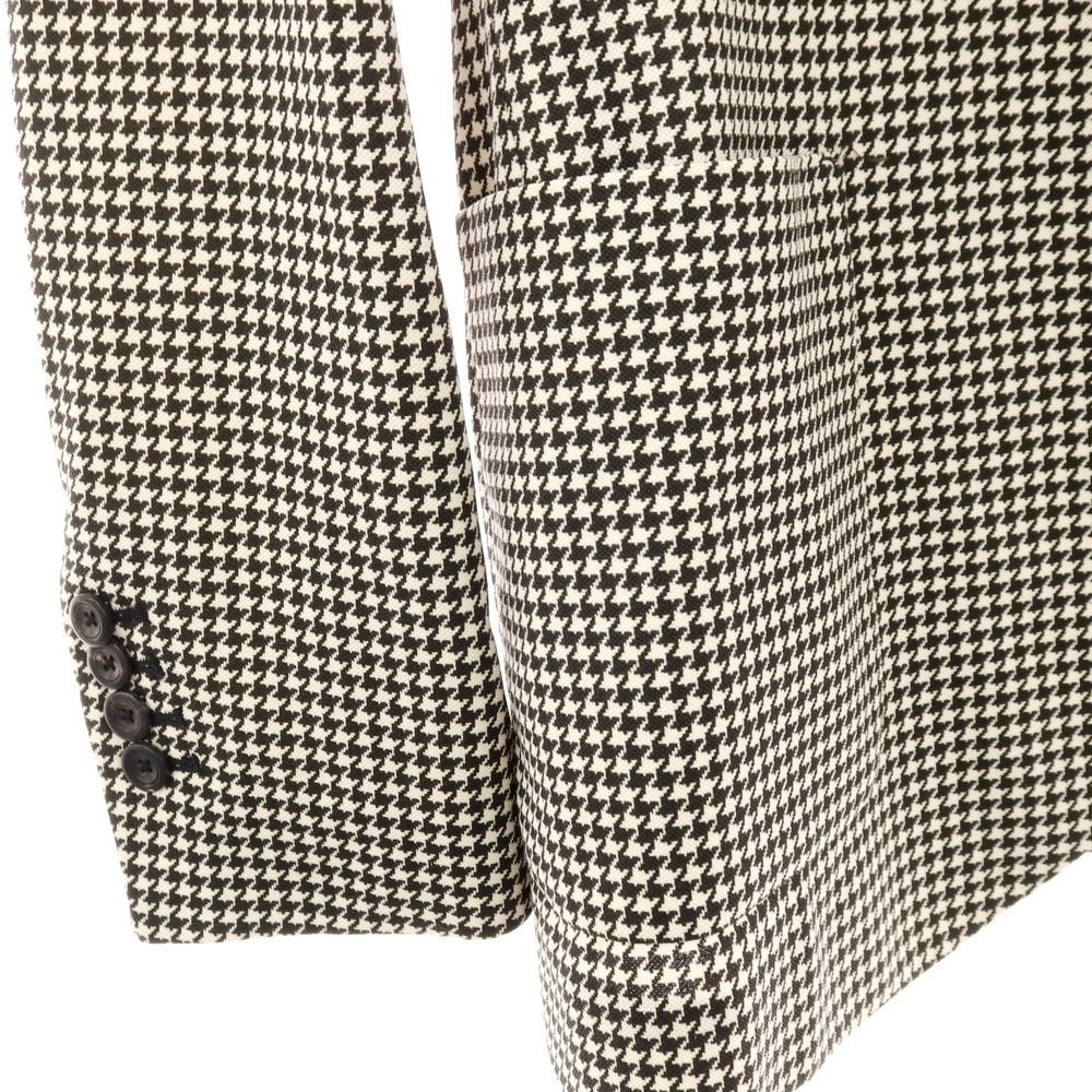 【新品】チルコロ1901 CIRCOLO 1901 コットン ジャージー ハウンドトゥース プリント 2B カジュアルジャケット ブラックxホワイト【サイズ48】【 状態ランクN 】【 メンズ 】