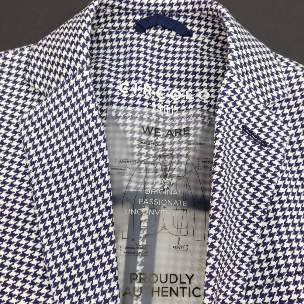 【新品】チルコロ1901 CIRCOLO 1901 コットン ジャージー ハウンドトゥース プリント 2B カジュアルジャケット ネイビーxホワイト【サイズ46】【 状態ランクN 】【 メンズ 】