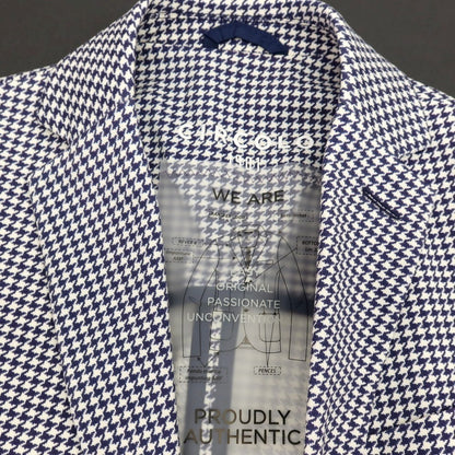 【新品】チルコロ1901 CIRCOLO 1901 コットン ジャージー ハウンドトゥース プリント 2B カジュアルジャケット ネイビーxホワイト【サイズ46】【 状態ランクN 】【 メンズ 】