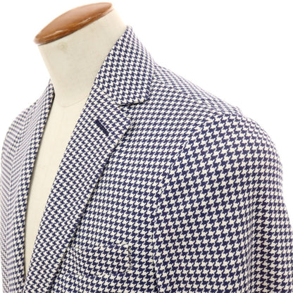【新品アウトレット】チルコロ1901 CIRCOLO 1901 コットン ジャージー ハウンドトゥース プリント 2B カジュアルジャケット ネイビーxホワイト【サイズ48】【 状態ランクN- 】【 メンズ 】