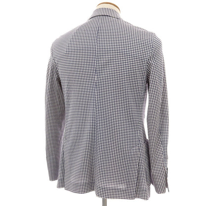 【新品アウトレット】チルコロ1901 CIRCOLO 1901 コットン ジャージー ハウンドトゥース プリント 2B カジュアルジャケット ネイビーxホワイト【サイズ48】【 状態ランクN- 】【 メンズ 】