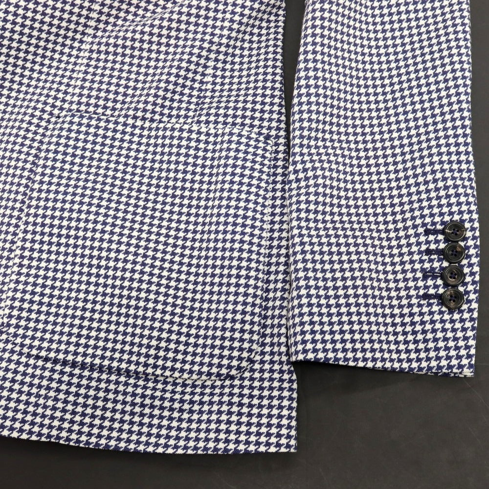 【新品アウトレット】チルコロ1901 CIRCOLO 1901 コットン ジャージー ハウンドトゥース プリント 2B カジュアルジャケット ネイビーxホワイト【サイズ48】【 状態ランクN- 】【 メンズ 】