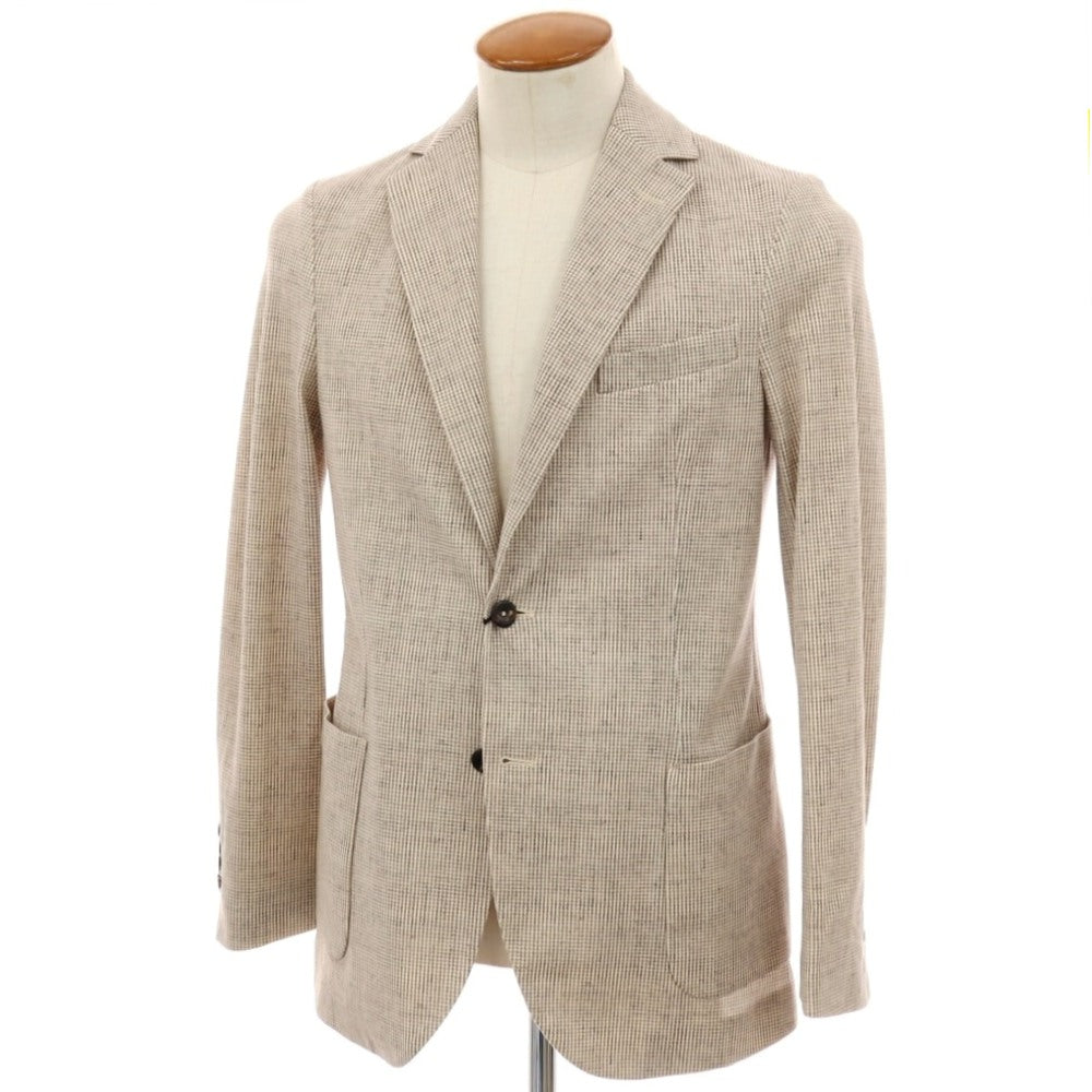 【新品】チルコロ1901 CIRCOLO 1901 コットン ジャージー ハウンドトゥース プリント 2B カジュアルジャケット ベージュxホワイト【サイズ46】【 状態ランクN 】【 メンズ 】