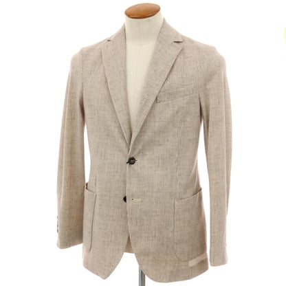 【新品】チルコロ1901 CIRCOLO 1901 コットン ジャージー ハウンドトゥース プリント 2B カジュアルジャケット ベージュxホワイト【サイズ46】【 状態ランクN 】【 メンズ 】