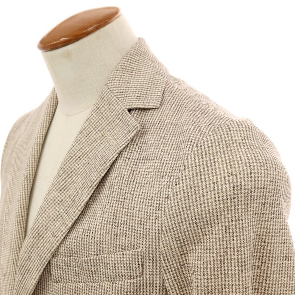 【新品】チルコロ1901 CIRCOLO 1901 コットン ジャージー ハウンドトゥース プリント 2B カジュアルジャケット ベージュxホワイト【サイズ46】【 状態ランクN 】【 メンズ 】