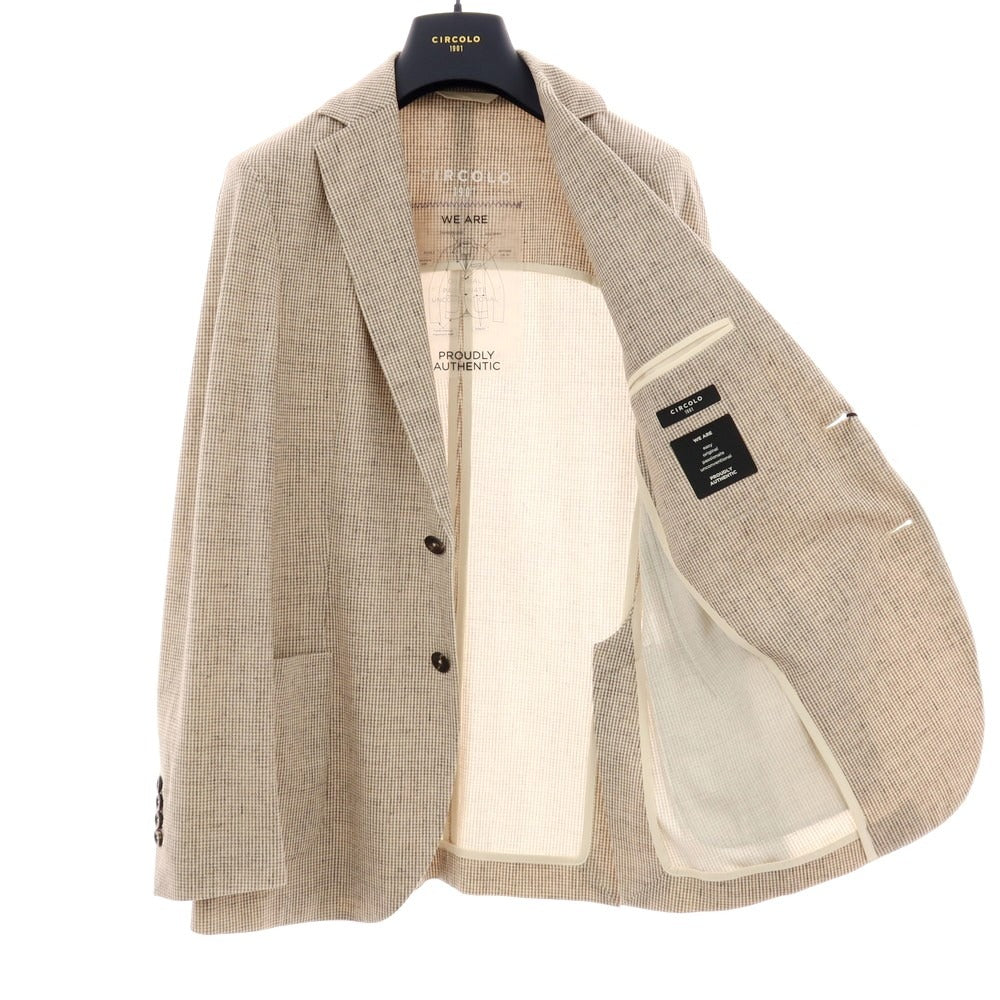 【新品アウトレット】チルコロ1901 CIRCOLO 1901 コットン ジャージー ハウンドトゥース プリント 2B カジュアルジャケット ベージュxホワイト【サイズ50】【 状態ランクN- 】【 メンズ 】