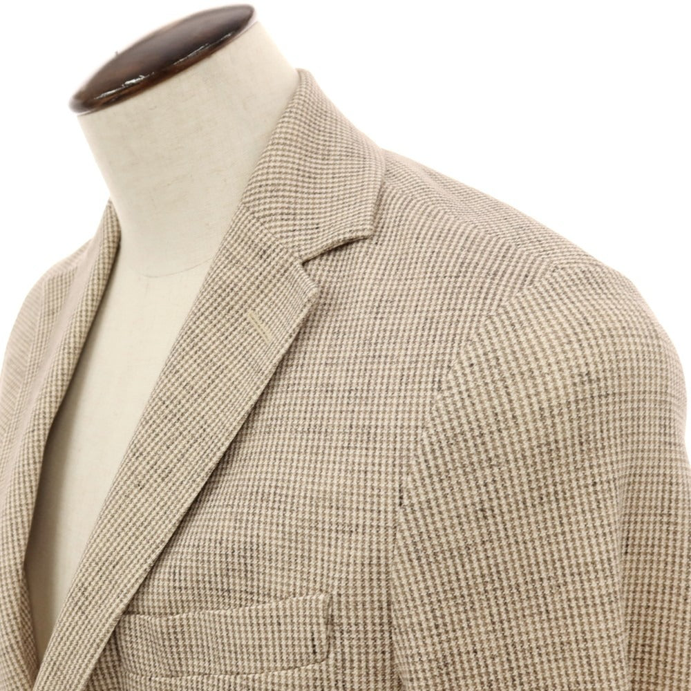 【新品】チルコロ1901 CIRCOLO 1901 コットン ジャージー ハウンドトゥース プリント 2B カジュアルジャケット ベージュxホワイト【サイズ52】【 状態ランクN 】【 メンズ 】