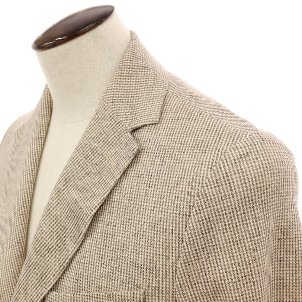 【新品】チルコロ1901 CIRCOLO 1901 コットン ジャージー ハウンドトゥース プリント 2B カジュアルジャケット ベージュxホワイト【サイズ54】【 状態ランクN 】【 メンズ 】