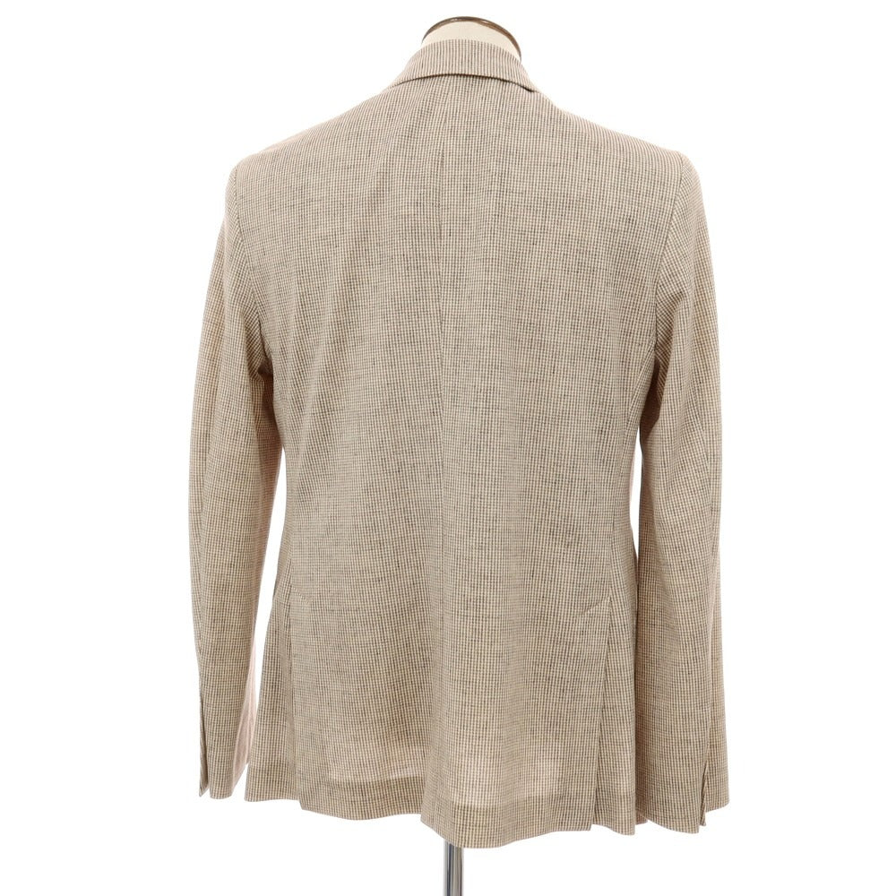 【新品】チルコロ1901 CIRCOLO 1901 コットン ジャージー ハウンドトゥース プリント 2B カジュアルジャケット ベージュxホワイト【サイズ54】【 状態ランクN 】【 メンズ 】