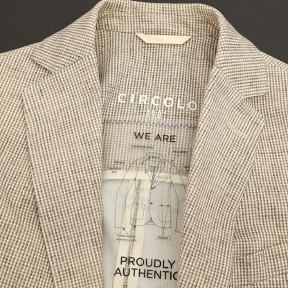 【新品】チルコロ1901 CIRCOLO 1901 コットン ジャージー ハウンドトゥース プリント 2B カジュアルジャケット ベージュxホワイト【サイズ54】【 状態ランクN 】【 メンズ 】