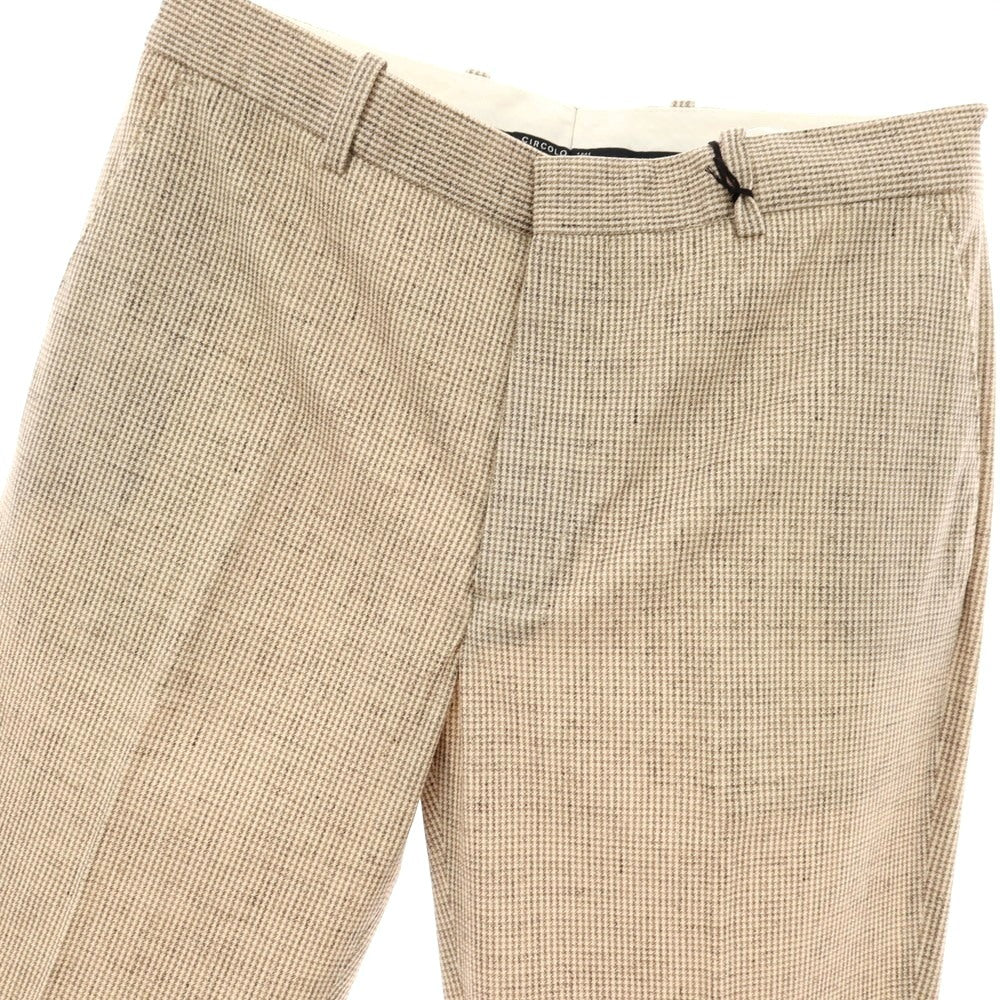 【新品】チルコロ1901 CIRCOLO 1901 コットン ジャージー ハウンドトゥース プリント カジュアルスラックスパンツ ベージュxホワイト【 サイズ46 】【 状態ランクN 】【 メンズ 】 [CPD]