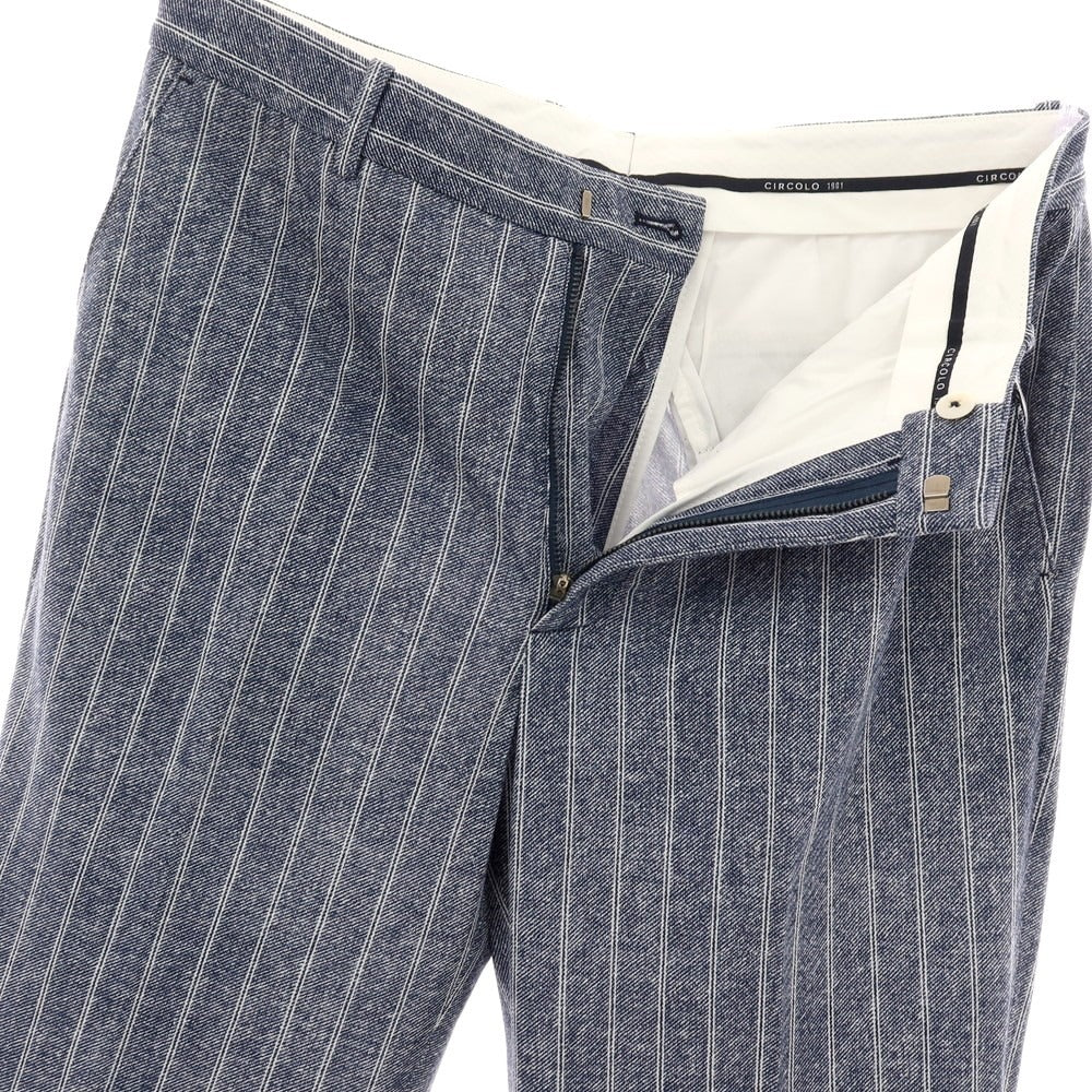 【新品】チルコロ1901 CIRCOLO 1901 コットン ジャージー ストライプ プリント カジュアルスラックスパンツ ネイビーxホワイト【サイズ48】【 状態ランクN 】【 メンズ 】