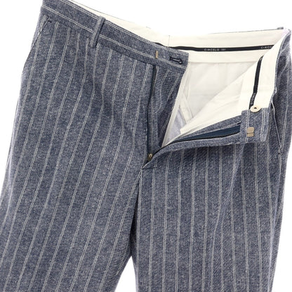 【新品】チルコロ1901 CIRCOLO 1901 コットン ジャージー ストライプ プリント カジュアルスラックスパンツ ネイビーxホワイト【サイズ48】【 状態ランクN 】【 メンズ 】