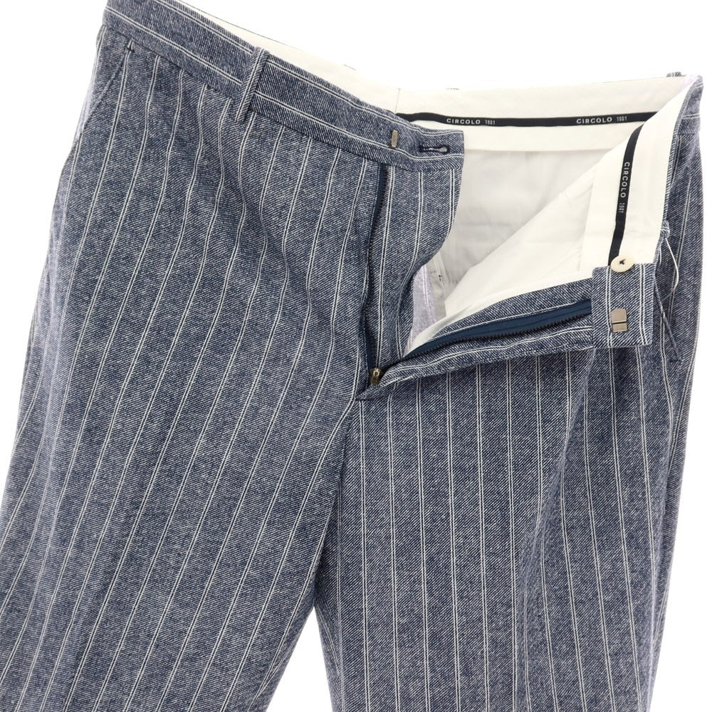 【新品】チルコロ1901 CIRCOLO 1901 コットン ジャージー ストライプ プリント カジュアルスラックスパンツ ネイビーxホワイト【サイズ50】【 状態ランクN 】【 メンズ 】