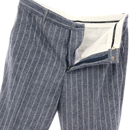【新品】チルコロ1901 CIRCOLO 1901 コットン ジャージー ストライプ プリント カジュアルスラックスパンツ ネイビーxホワイト【サイズ50】【 状態ランクN 】【 メンズ 】