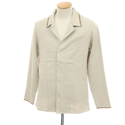 【新品】ラルディーニ LARDINI コットン オープンカラー カーディガン サンドベージュxブラウン【サイズS】【 状態ランクN 】【 メンズ 】