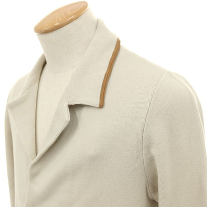 【新品】ラルディーニ LARDINI コットン オープンカラー カーディガン サンドベージュxブラウン【サイズS】【 状態ランクN 】【 メンズ 】