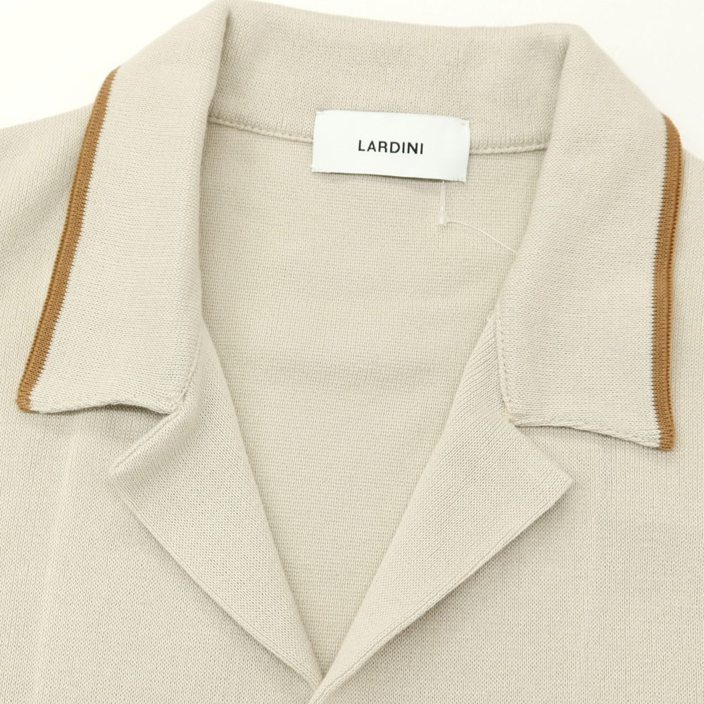 【新品】ラルディーニ LARDINI コットン オープンカラー カーディガン サンドベージュxブラウン【サイズS】【 状態ランクN 】【 メンズ 】[DPD]