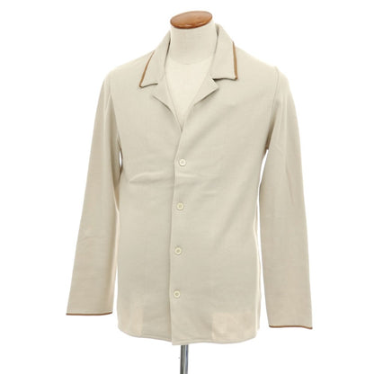 【新品】ラルディーニ LARDINI コットン オープンカラー カーディガン サンドベージュxブラウン【サイズM】【 状態ランクN 】【 メンズ 】