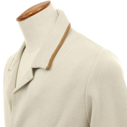 【新品】ラルディーニ LARDINI コットン オープンカラー カーディガン サンドベージュxブラウン【サイズM】【 状態ランクN 】【 メンズ 】