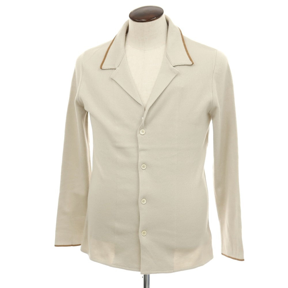 【新品アウトレット】ラルディーニ LARDINI コットン オープンカラー カーディガン サンドベージュxブラウン【サイズL】【 状態ランクN- 】【 メンズ 】