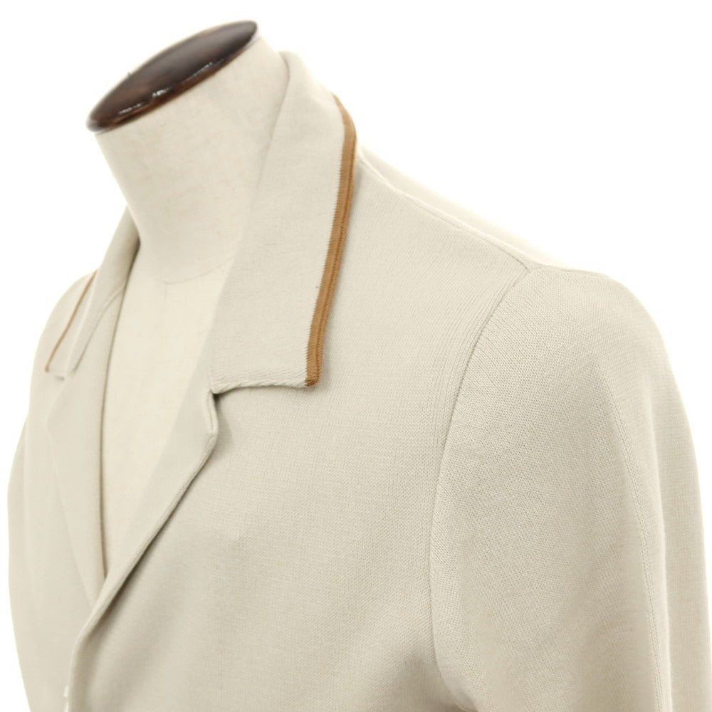 【新品アウトレット】ラルディーニ LARDINI コットン オープンカラー カーディガン サンドベージュxブラウン【サイズL】【 状態ランクN- 】【 メンズ 】