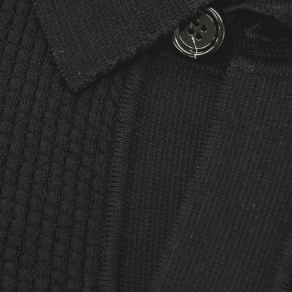 【新品】ラルディーニ LARDINI コットン 襟付き 半袖 カーディガン ブラック【サイズS】【 状態ランクN 】【 メンズ 】