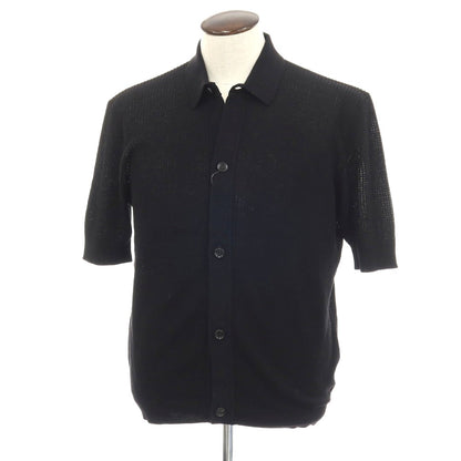 【新品】ラルディーニ LARDINI コットン 襟付き 半袖 カーディガン ブラック【サイズL】【 状態ランクN 】【 メンズ 】