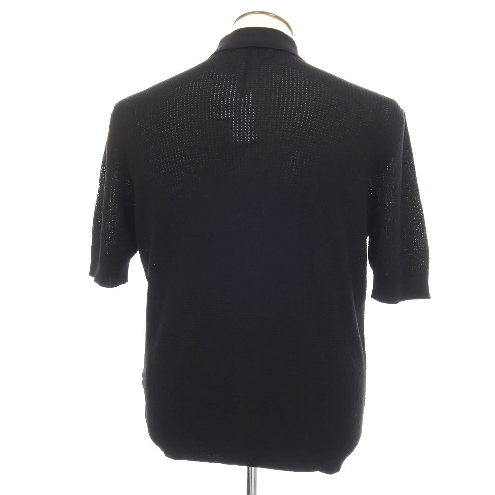 【新品】ラルディーニ LARDINI コットン 襟付き 半袖 カーディガン ブラック【サイズL】【 状態ランクN 】【 メンズ 】