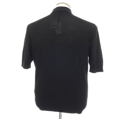 【新品】ラルディーニ LARDINI コットン 襟付き 半袖 カーディガン ブラック【サイズL】【 状態ランクN 】【 メンズ 】