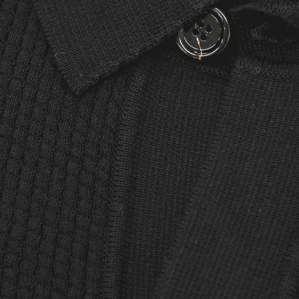 【新品】ラルディーニ LARDINI コットン 襟付き 半袖 カーディガン ブラック【サイズL】【 状態ランクN 】【 メンズ 】